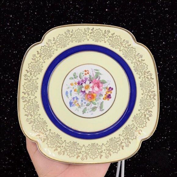 JOHNSON BROTHERS England Pareek Plates Floral Center Set 7 Square Ceramic 7.5"W - Picture 9 of 11